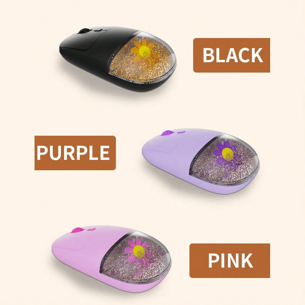 Wireless Mouse With Quicksand, Office Mouse, 2.4G Rechargeable Mouse, Portable Silent Mouse, Suitable For Laptops/Desktops/Tablets