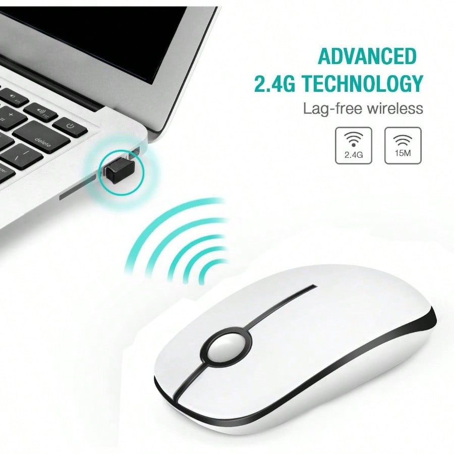 Wireless Mouse, 2.4G Slim Portable Computer Laptop Mouse With Receiver Quiet Silent Optical Mice Notebook, PC, Laptop, Computer - Black And Green