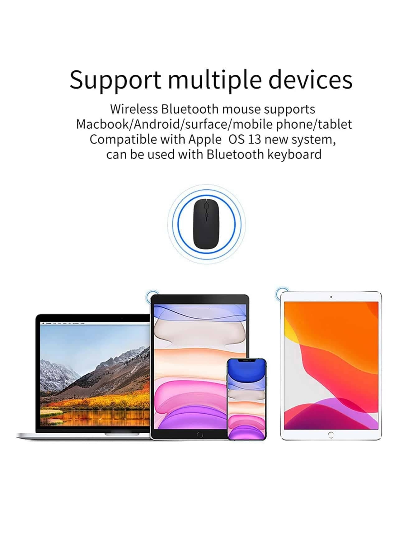 Wireless Bluetooth Mouse For Laptop / Mac Book / IPad ,Compatible With IPhone (IOS13.1.2 And Later), Noiseless Mini Mouse Compatible With Android/ Windows/Linux(Mist Blue)