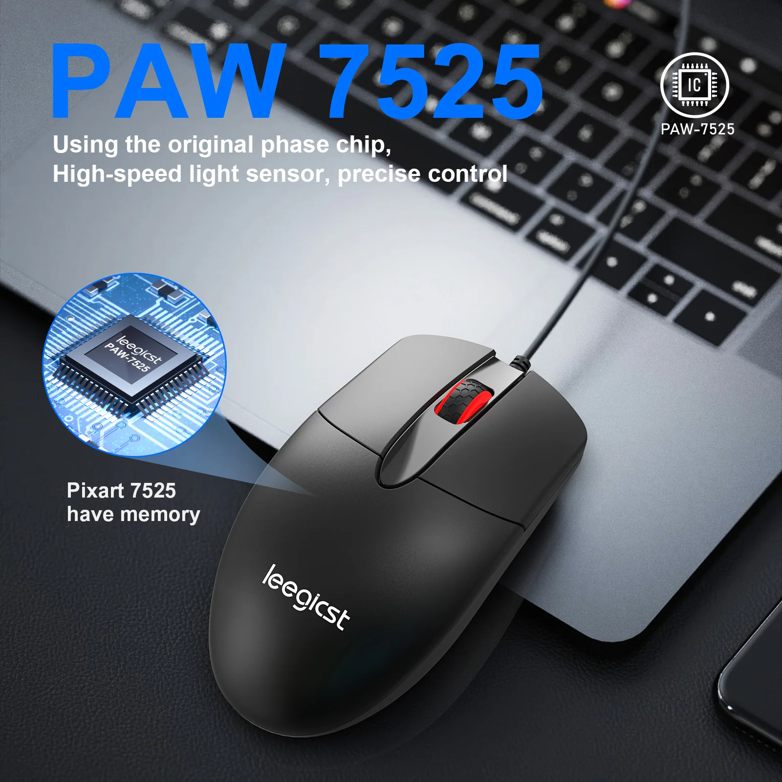 Optical Wired Mouse - Perfect choice for home, office and desktop computer, ergonomic design, comfortable feel, high-quality ele