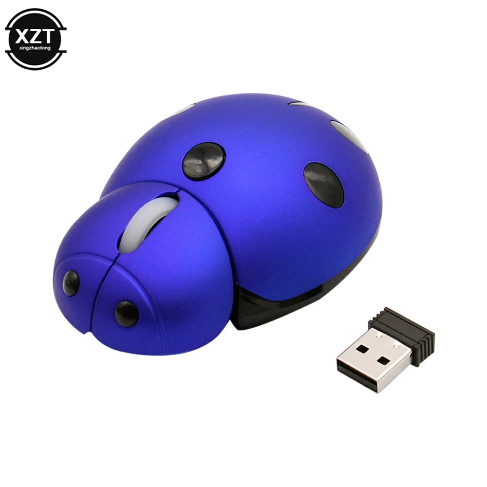 Portable Wireless Laser Mini Ergonomic Computer Mouse Creative Ladybug Shape Cute Usb Animal Mause Gift PC Mice For Laptop