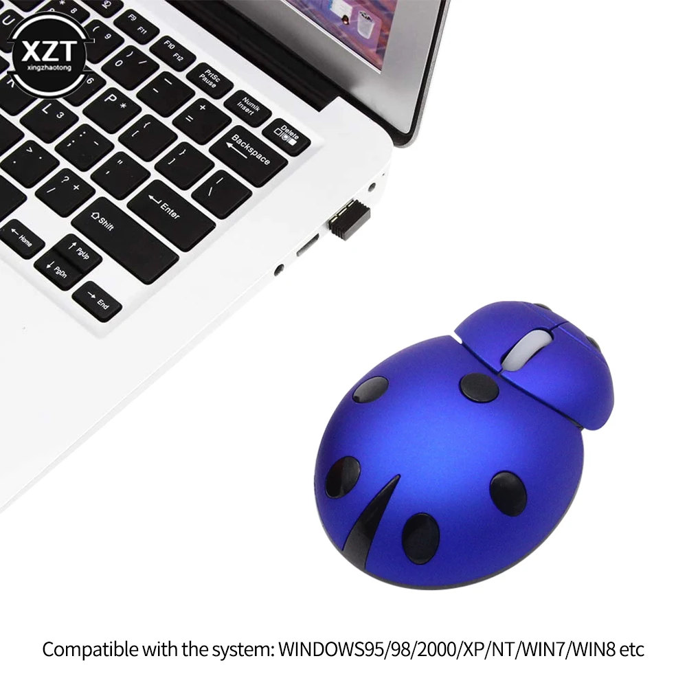 Portable Wireless Laser Mini Ergonomic Computer Mouse Creative Ladybug Shape Cute Usb Animal Mause Gift PC Mice For Laptop