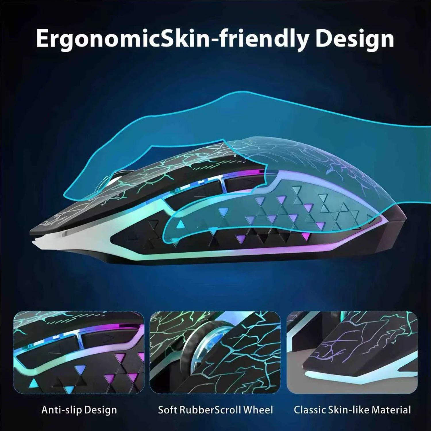 2.4G Bluetooth Wireless Mouse Rechargeable 7 Colors RGB LED Backlit Gaming Mouse Ergonomic Mice for Gamer Computer Laptop iPad