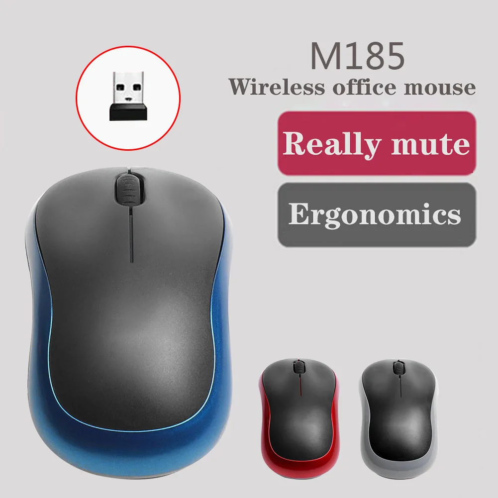 1PCS M185 2.4G USB Wireless Mouse 1000 DPI Optical Computer PC Gaming Mice
