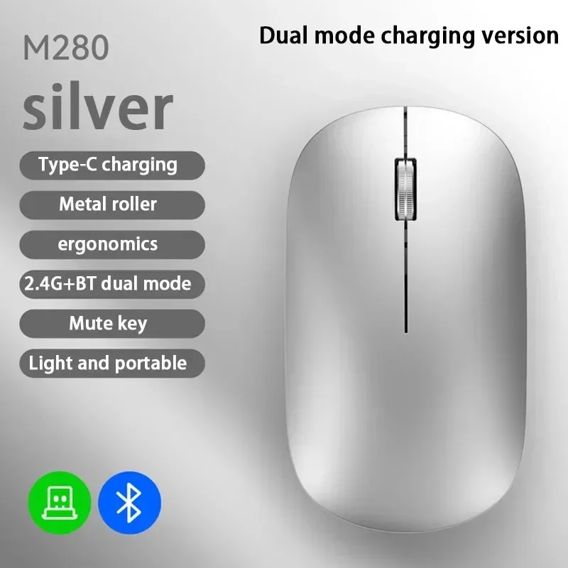 Dual-Mode 2.4G Wireless Mouse Bluetooth Mouse Rechargeable Mouse Gaming Mice Office Silent Button Mouse for PC Laptop Tablet