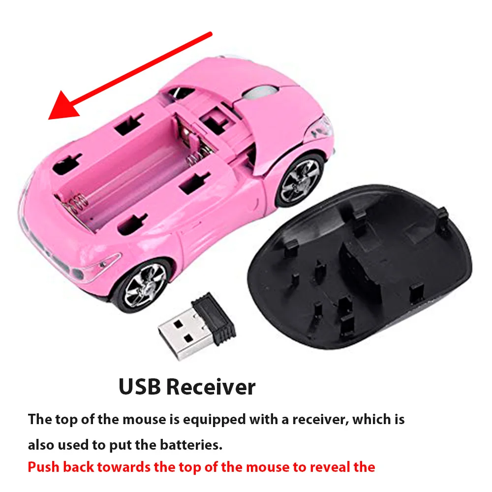 2.4G Car Wireless Receiver Mouse Wireless Portable Optical 1600dpi Mouse Mini Suitable for Laptop Accessories Mini Gaming Mouse