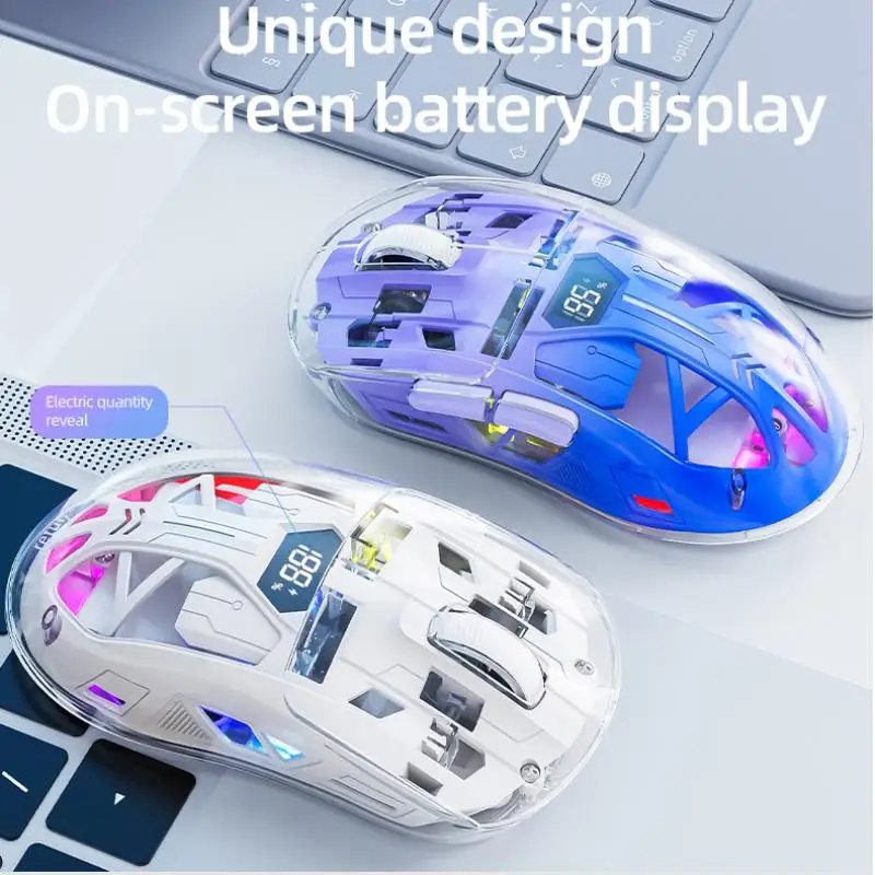 A2 Transparent Digital display RGB Bluetooth Mouse, Wireless Dual-mode Connection ,Win/Mac