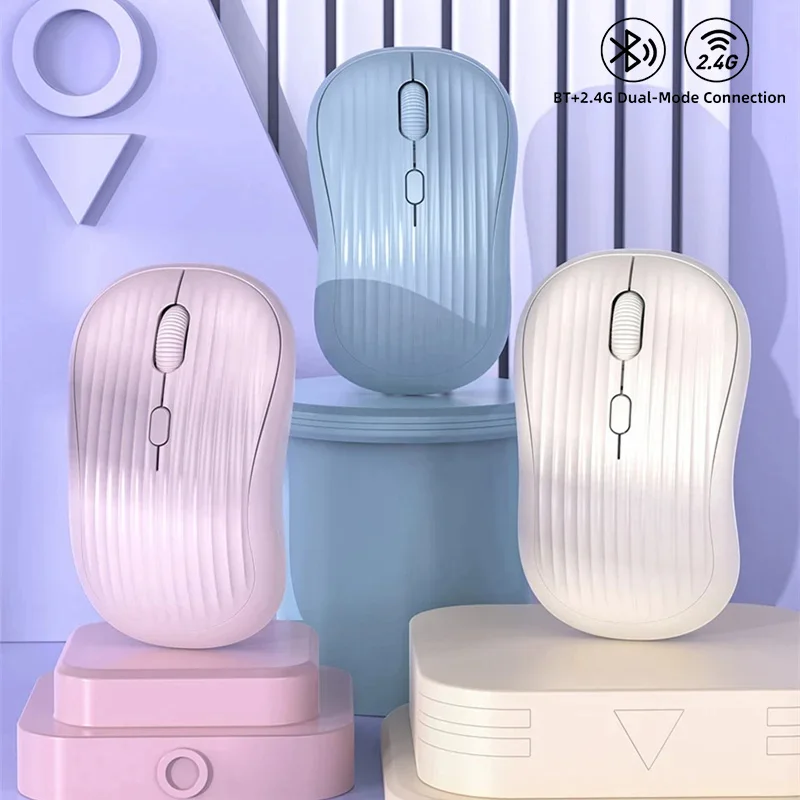 Type-C Rechargeable 2.4G Bluetooth Dual Mode Wireless Mouse Ergonomic Fashion Silent Mouse Desktop Laptop Tablet for iPhone iPad