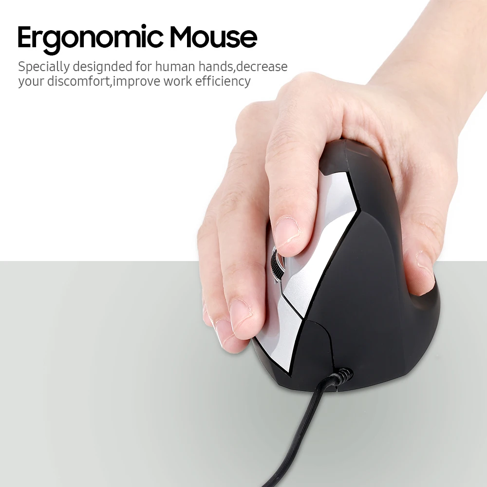 S162566e0db3744f884c5aa6ab44def9cj.webp Vertical Wired Mouse Ergonomic Optical 3 Key Gaming Mouse for PC /Laptop Black mouse wired vertical optical