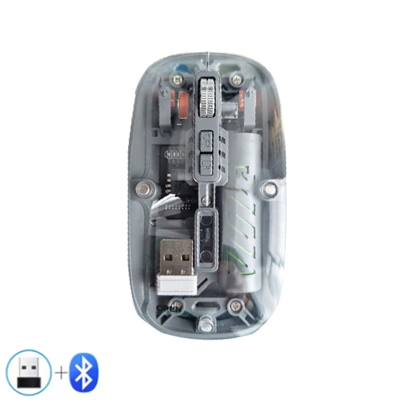 Warvank T1 Transparent Wireless Mouse Dual Mode 2.4G Bluetooth-compatible Rechargeable Silent Mouse For iPad PC Laptop