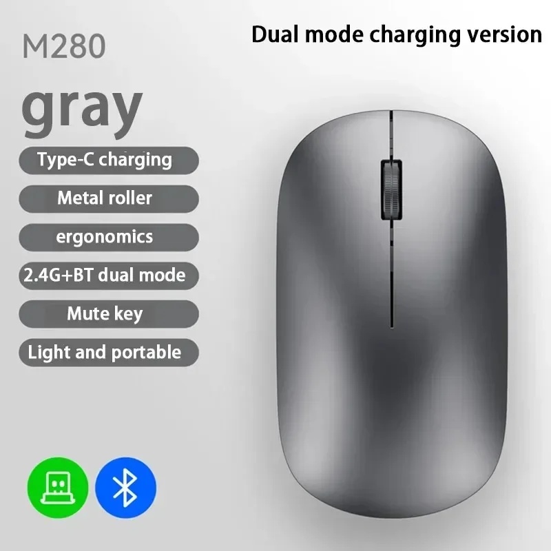 Dual-Mode 2.4G Wireless Mouse Bluetooth Mouse Rechargeable Mouse Gaming Mice Office Silent Button Mouse for PC Laptop Tablet