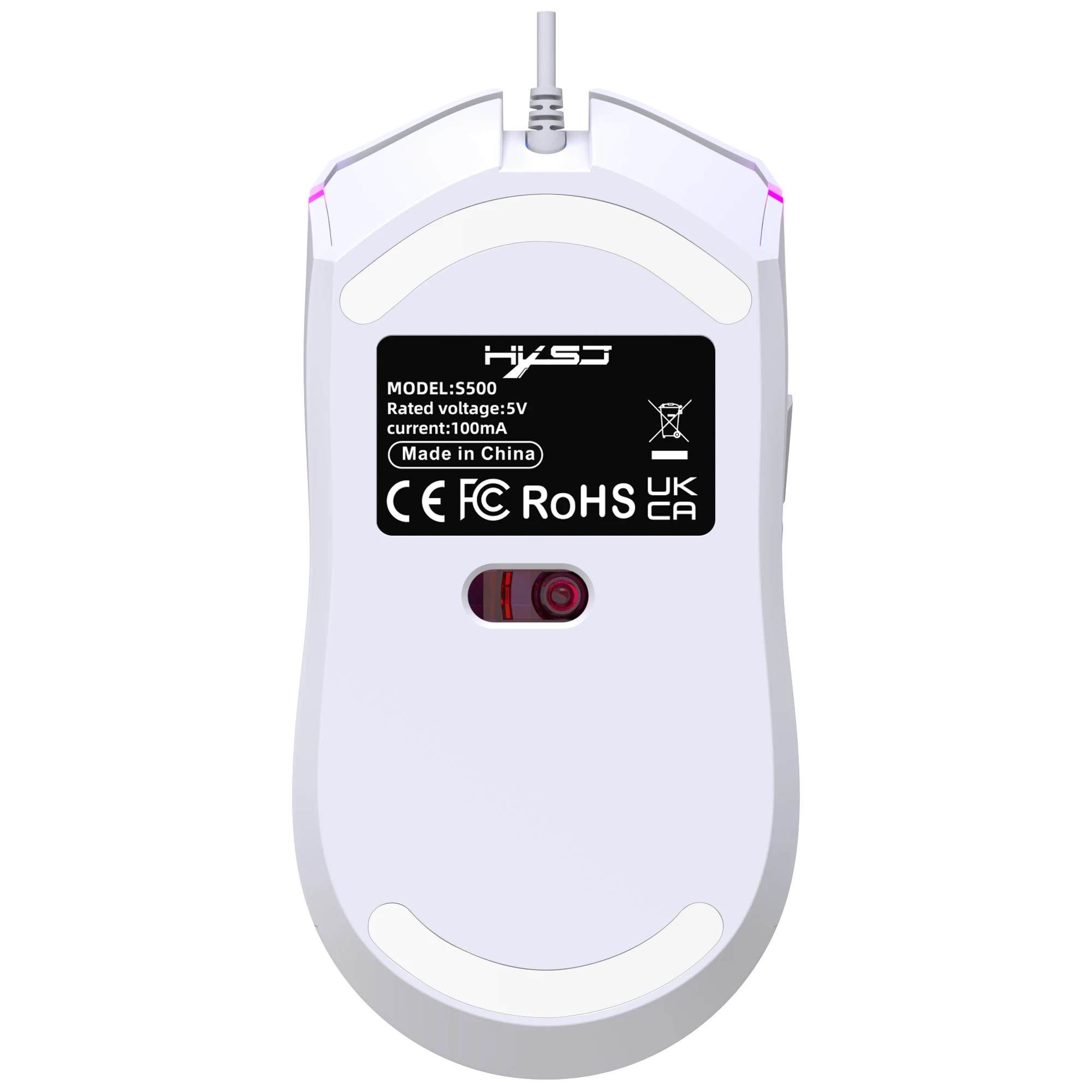 6400CPI RGB Gaming Mouse 7-Color Breathing Lighting RGBW-like Effect Optical Tracking Honeycomb Plug & Play for PC Lapt