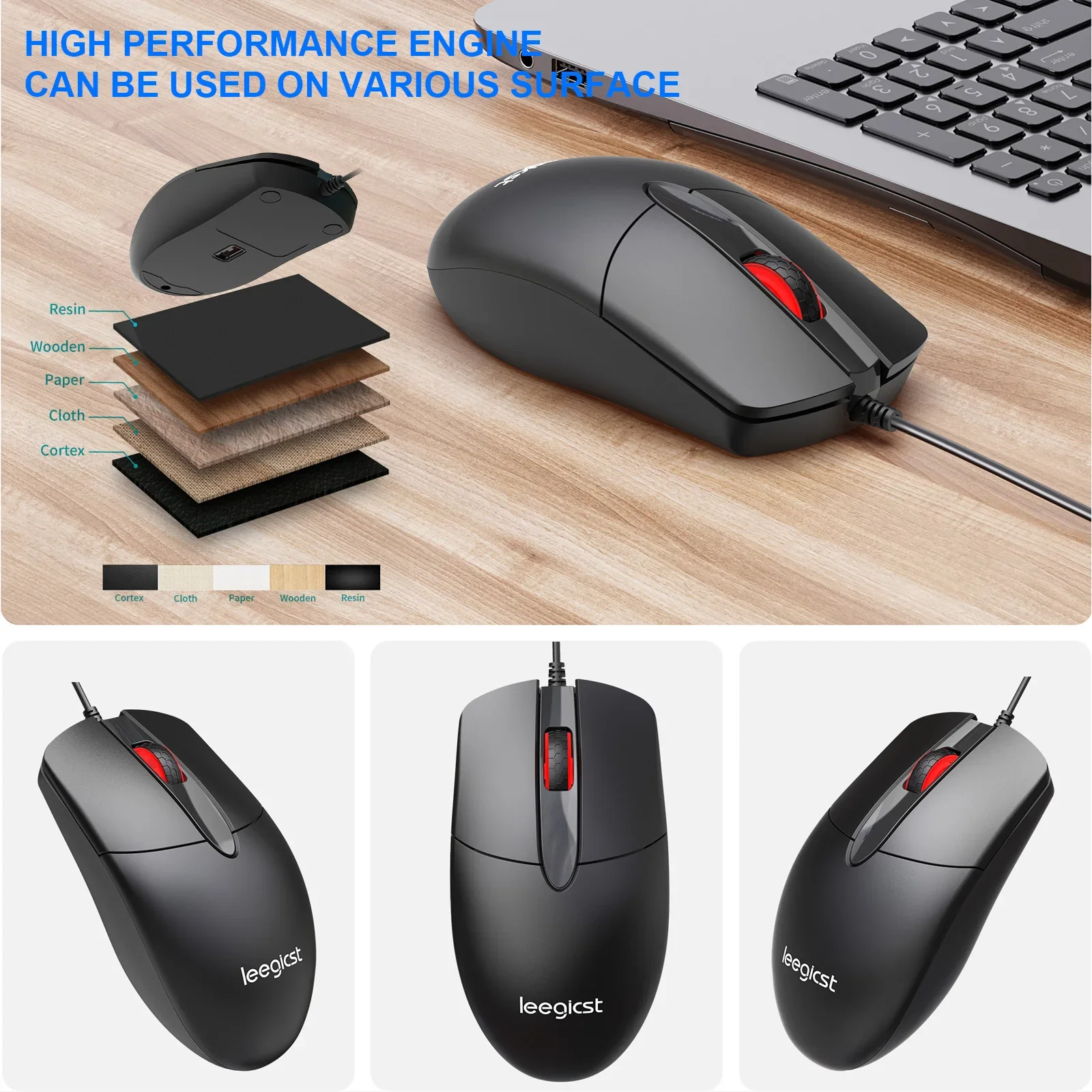 Optical Wired Mouse - Perfect choice for home, office and desktop computer, ergonomic design, comfortable feel, high-quality ele