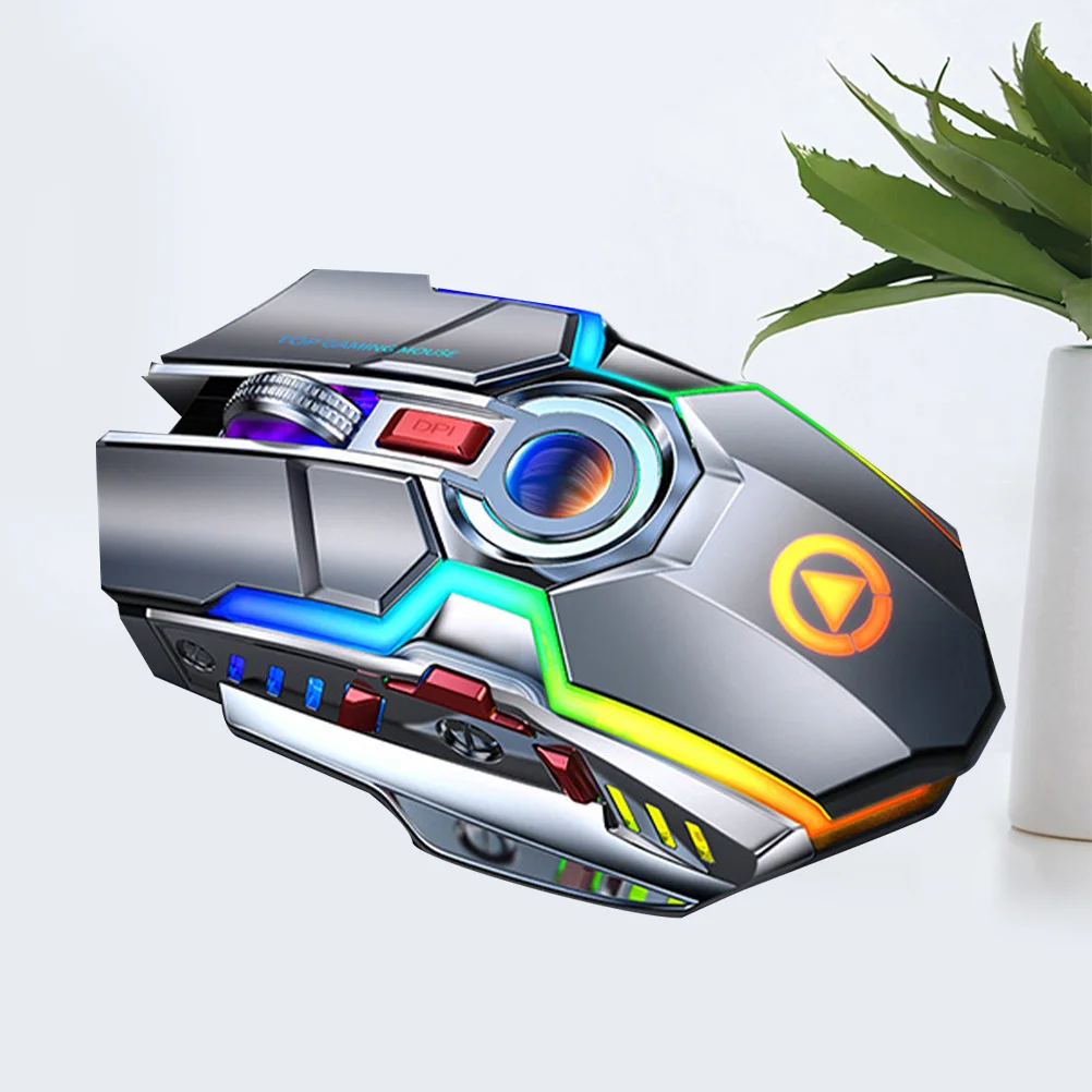 1Pcs Wireless Charging Mouse 2.4ghz 15M Range Rgb Light Mute Gaming Mouse with USB Charging Cable Ergonomic Comfort Grip Grey