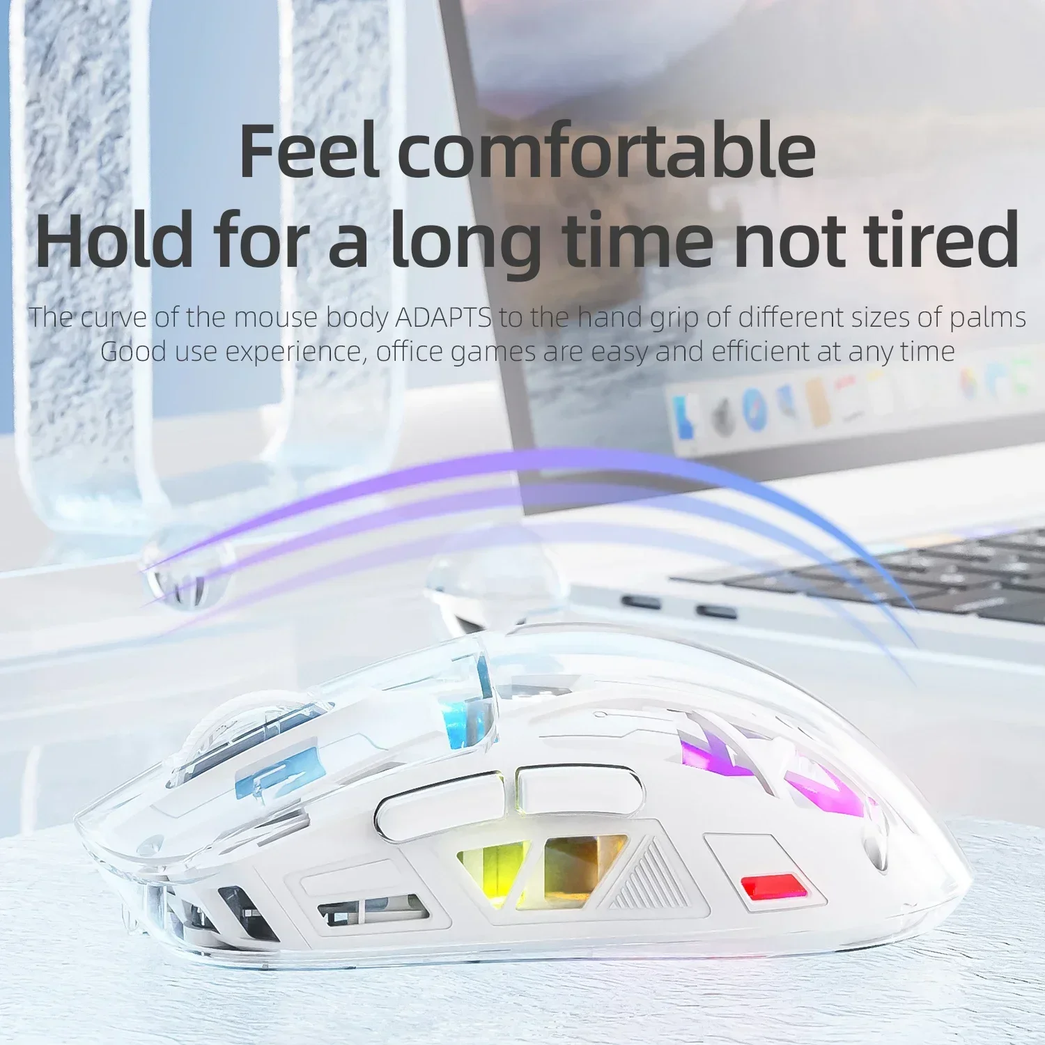 A2 Wireless Bluetooth Dual Mode Transparent Mouse PAW3212 4000pdi Esports Gaming Mouse Laptop Office Gamer Accessories