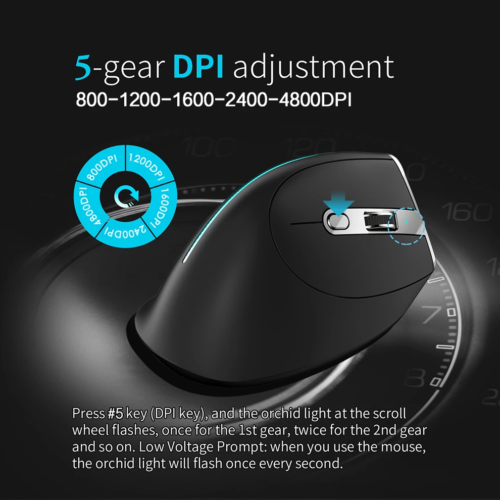 Ergonomic Bluetooth5.0&2.4G Wireless Vertical Mouse,Rechargeable 8 Buttons Programmable Game Mouse for Win8/10/11/Mac OS/Android