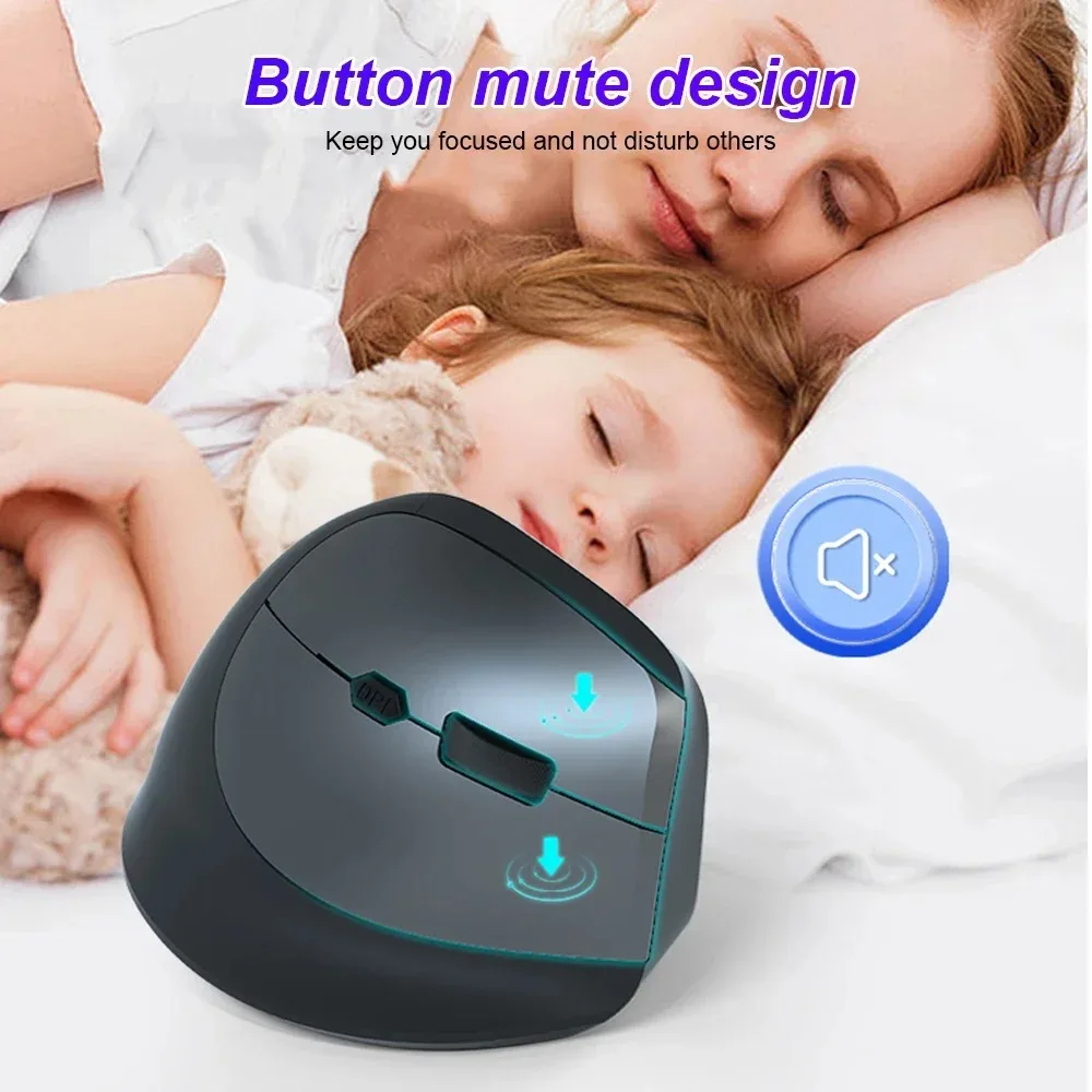 Vertical Mouse Ergonomic 2.4G Bluetooth 5.2 Mice Wireless Optical Mice 1600DPI Gaming Silence Mouse for Laptop Computer Desktop