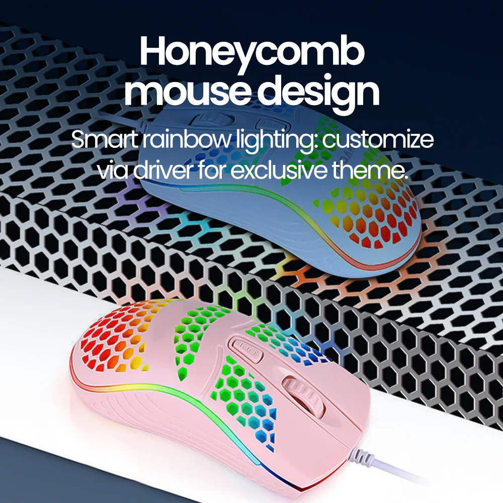 USB Wired Mouse RGB Luminous Gaming Mouse 1600DPI Desktop Laptop Mute Office Computer Wired Mouse for Windows PC & Laptop