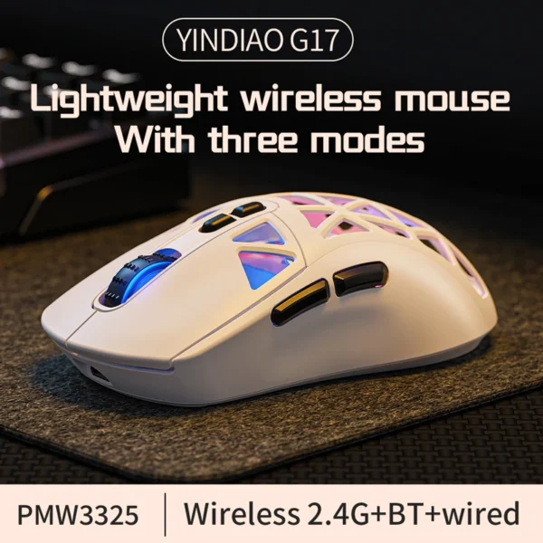 Mouse Hollow Lightweight PMW3325 Tri-mode Bluetooth Wireless Gaming Portable Laptop Desktop Tablet