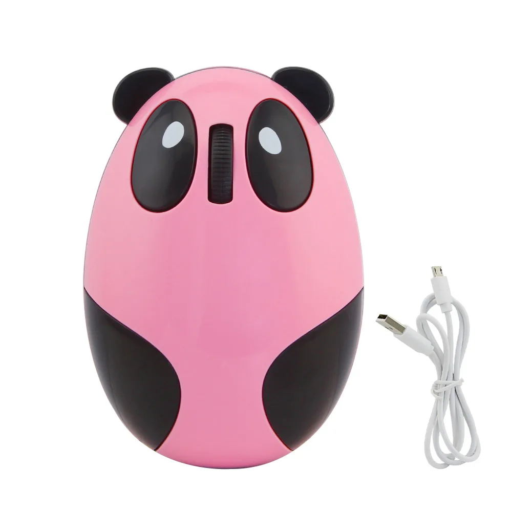 Wireless 2.4G Rechargeable Mouse Cute Panda Mute Button Wireless Wired Version Office Use Computer Part USB Receiver Lightweight
