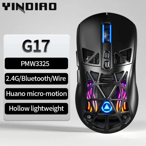 Mouse Hollow Lightweight PMW3325 Tri-mode Bluetooth Wireless  Gaming Portable Laptop Desktop Tablet