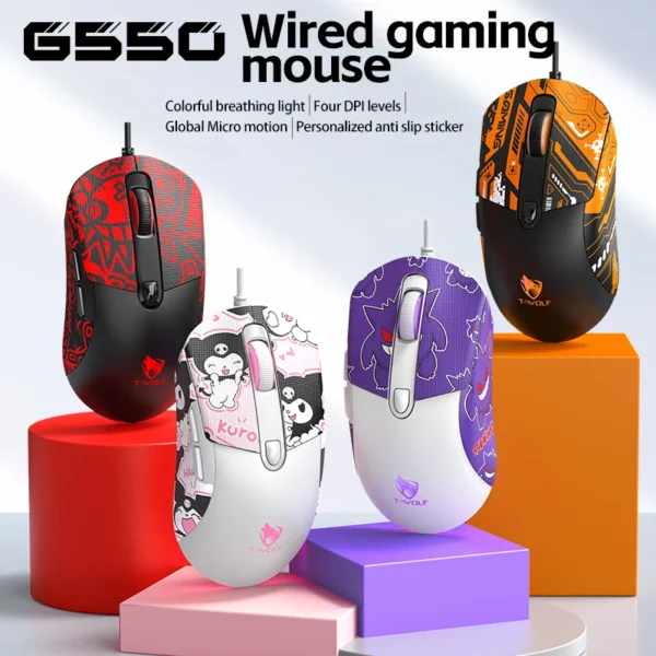 Wired Gaming Mouse Cute Personalized Anti Slip Sticker 6-Key Office Mouse Suitable For Desktop And Laptop Computers NEW HOT