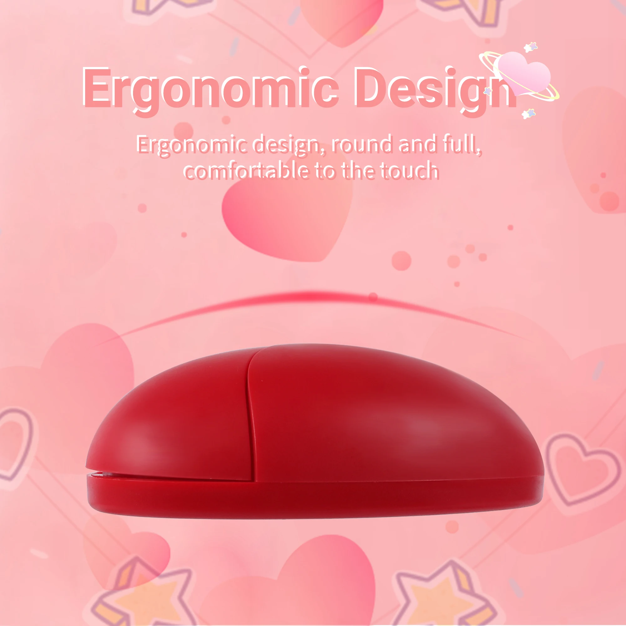 Wireless 2.4G Bluetooth Dual-mode Mouse Red Heart Shape Small Mouse Cute Mouse Light Weight Portable Mice Office Use PC Study