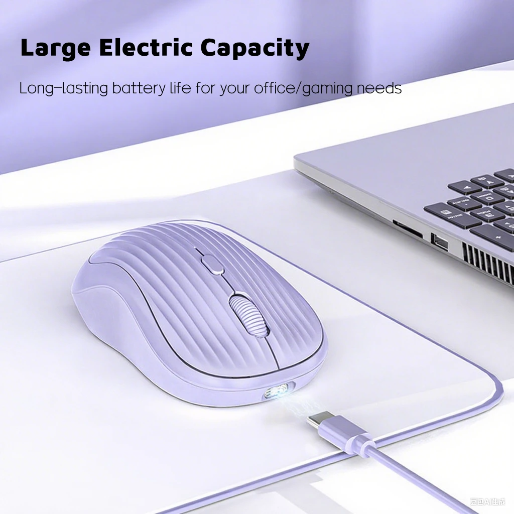 Type-C Rechargeable 2.4G Bluetooth Dual Mode Wireless Mouse Ergonomic Fashion Silent Mouse Desktop Laptop Tablet for iPhone iPad