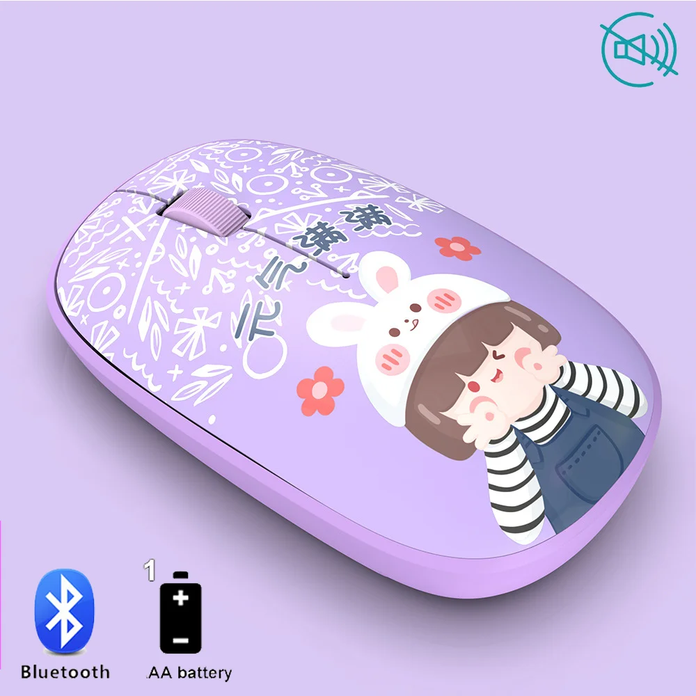 S342c20c5f66349f5a0cdae197f41e914n.webp Wireless 2.4Ghz Mouse Pink Cute Cartoon Pattern Mause Bluetooth 5.0 Mute Button Optical Mini USB Mice For Laptop PC Girl Gift