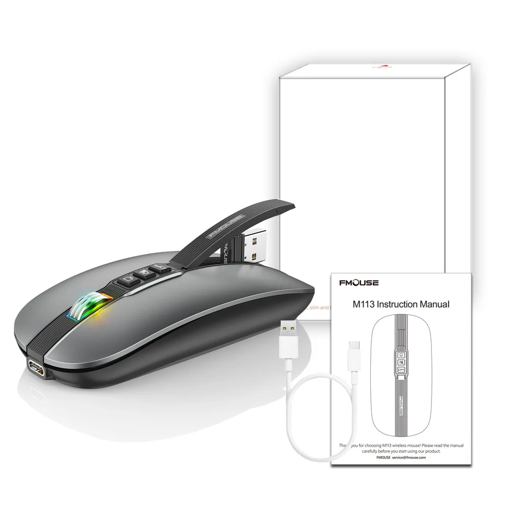 Dual Mode Wireless Bluetooth-compatible Silent Mouse USB 2.4G 2400DPI Noiseless Mute Mouse Type-C Charging For PC Laptop Mice