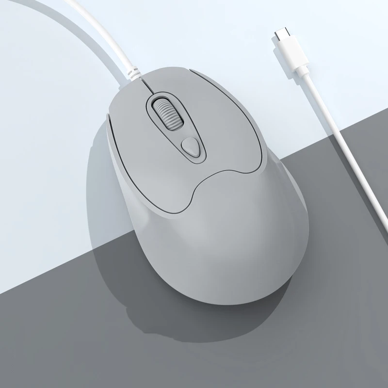 Type-C Interface Wired Mouse Suitable for Computer USB-C Peripherals Office Gaming Mice Mute Ergonomic 1600DPI Mause Girl Gifts