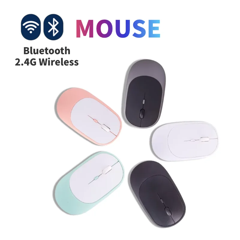 USB for Bluetooth Wireless Dual-Mode Mouse High-Value Blue Tooth for Office Use LED Universal Design for Computer Tablet Macbook