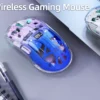 A2 Transparent Wireless Gaming Mouse, BT 5.0/2.4G PC Rechargeable RGB Mice with Digital Screen,PixArt 3212, 5 Adjustable DPI