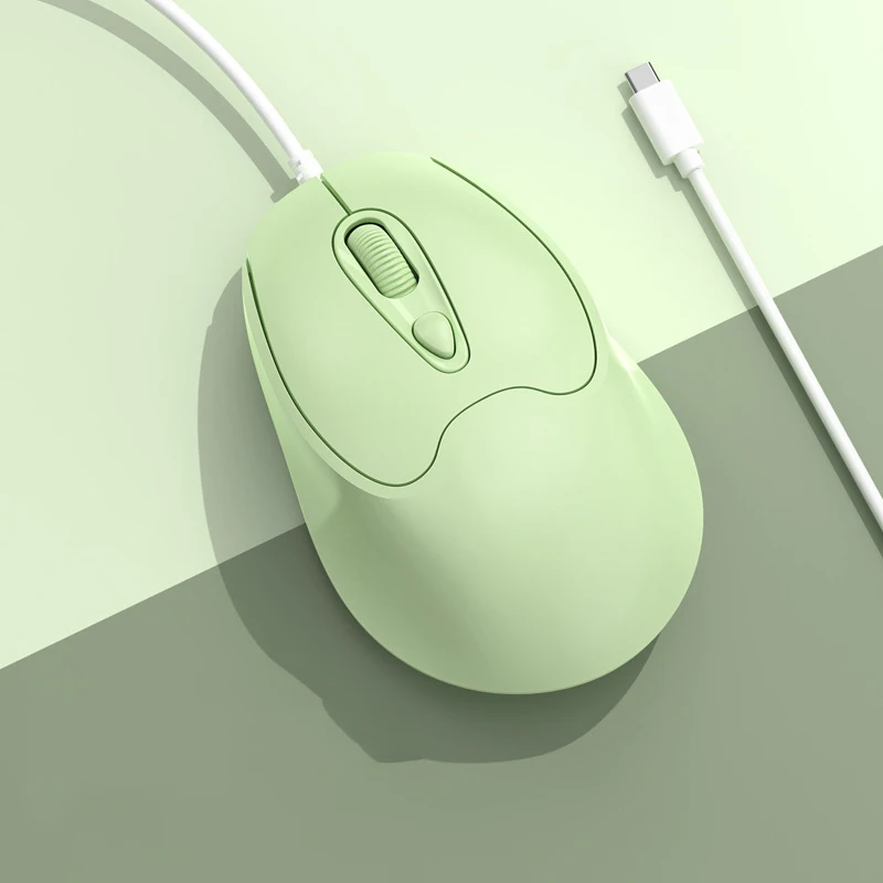 Type-C Interface Wired Mouse Suitable for Computer USB-C Peripherals Office Gaming Mice Mute Ergonomic 1600DPI Mause Girl Gifts