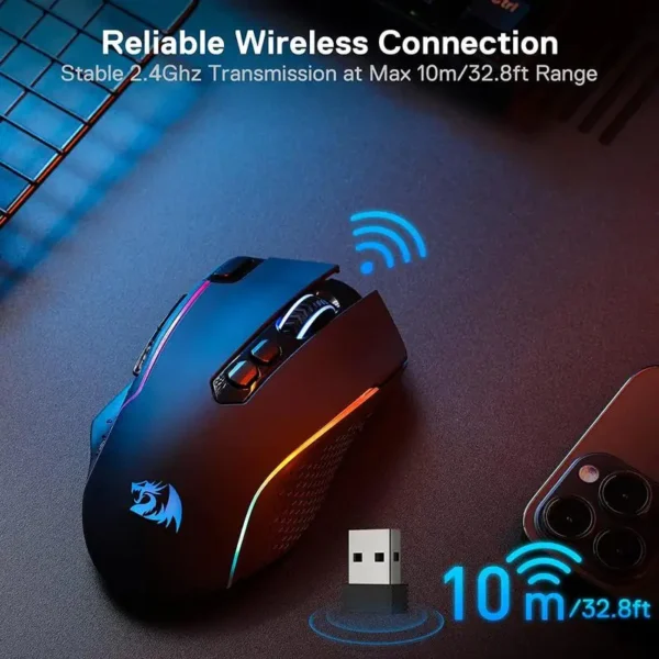 Wireless Gaming Mouse, 10000 DPI Wired Gamer Mouse w/ Rapid Fire Key, 8 Macro Buttons, Black/White Mouse