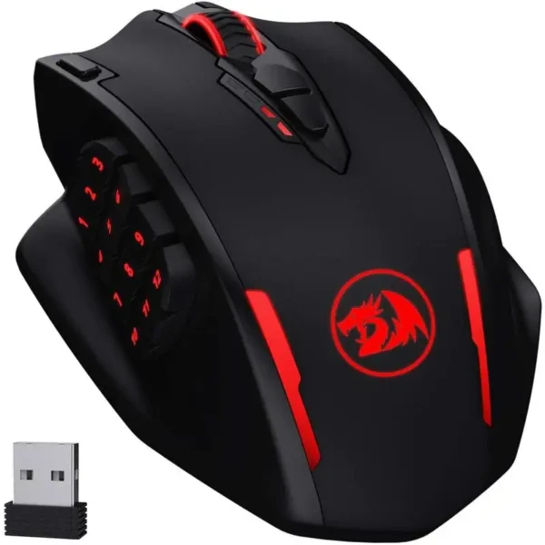Gaming 16000 DPI Wired 2.4Ghz Wireless RGB Optical Gamer Mice 16 Programmable Buttons, Black/White Mouse