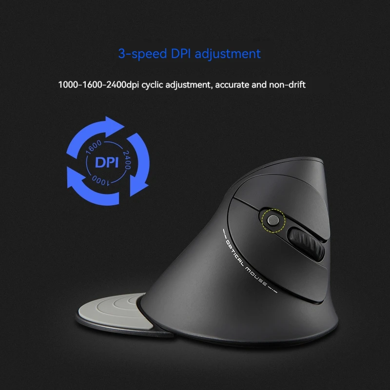 Zelotes F-17 Grip Mouse Vertical 2.4G Wireless Mouse 3-Speed DPI Adjustment Computer Laptop Gaming Mouse
