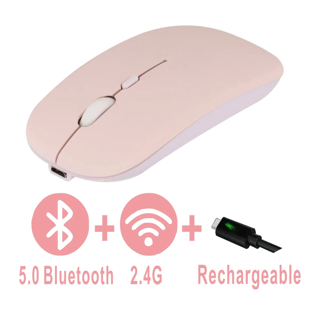 S4949381afb974b3788587173a50bd2a7n.webp Mouse Dual Mode Bluetooth Wireless Rechargeable Silent Button Adjustable DPI USB 2.4G Optical Suitable for Laptops New