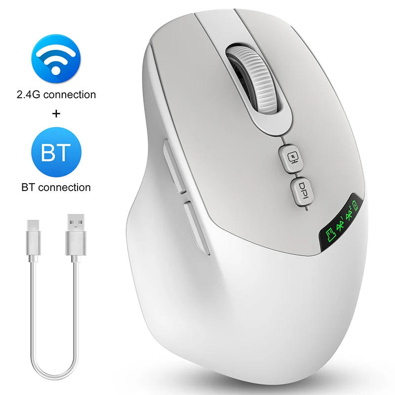 T02 Bluetooth Wireless Dual-mode Mouse,APAYADO Silent Function with Multi-functional Display and 500mAh Battery Capacity