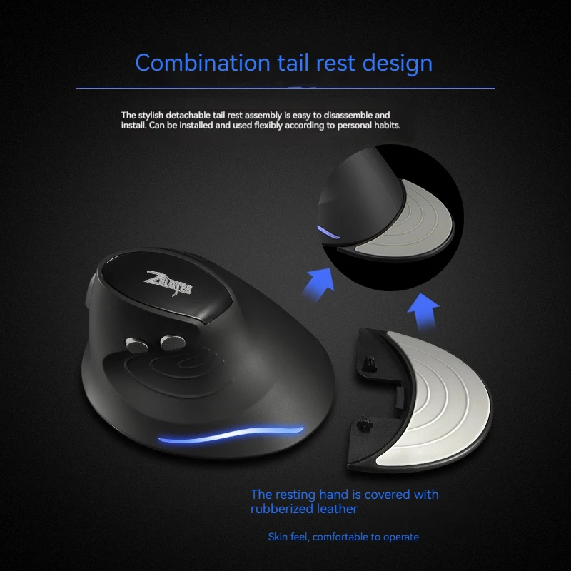 Zelotes F-17 Grip Mouse Vertical 2.4G Wireless Mouse 3-Speed DPI Adjustment Computer Laptop Gaming Mouse