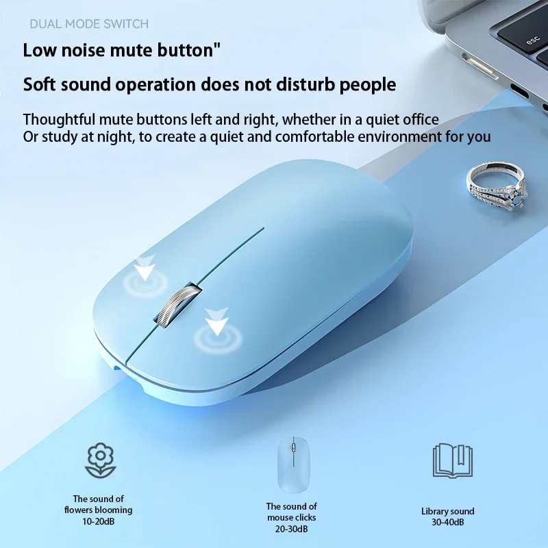 2.4G Wireless Mouse Type C Bluetooth Dual Mode DPI Adjustable Rechargeable Silent Ergonomic Morandi Portable Office Mouse