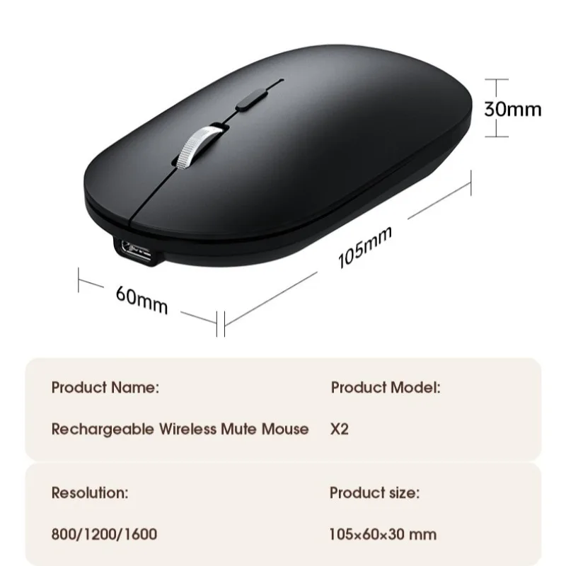 Slim Wireless Mouse 2.4GHz Optical Mice 1600DPI Gamer Office Quiet Mouse Ergonomic Design Mice With USB Receiver For PC Laptop