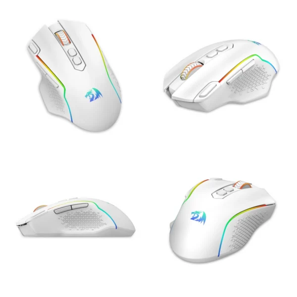 Wireless Gaming Mouse, 10000 DPI Wired Gamer Mouse w/ Rapid Fire Key, 8 Macro Buttons, Black/White Mouse