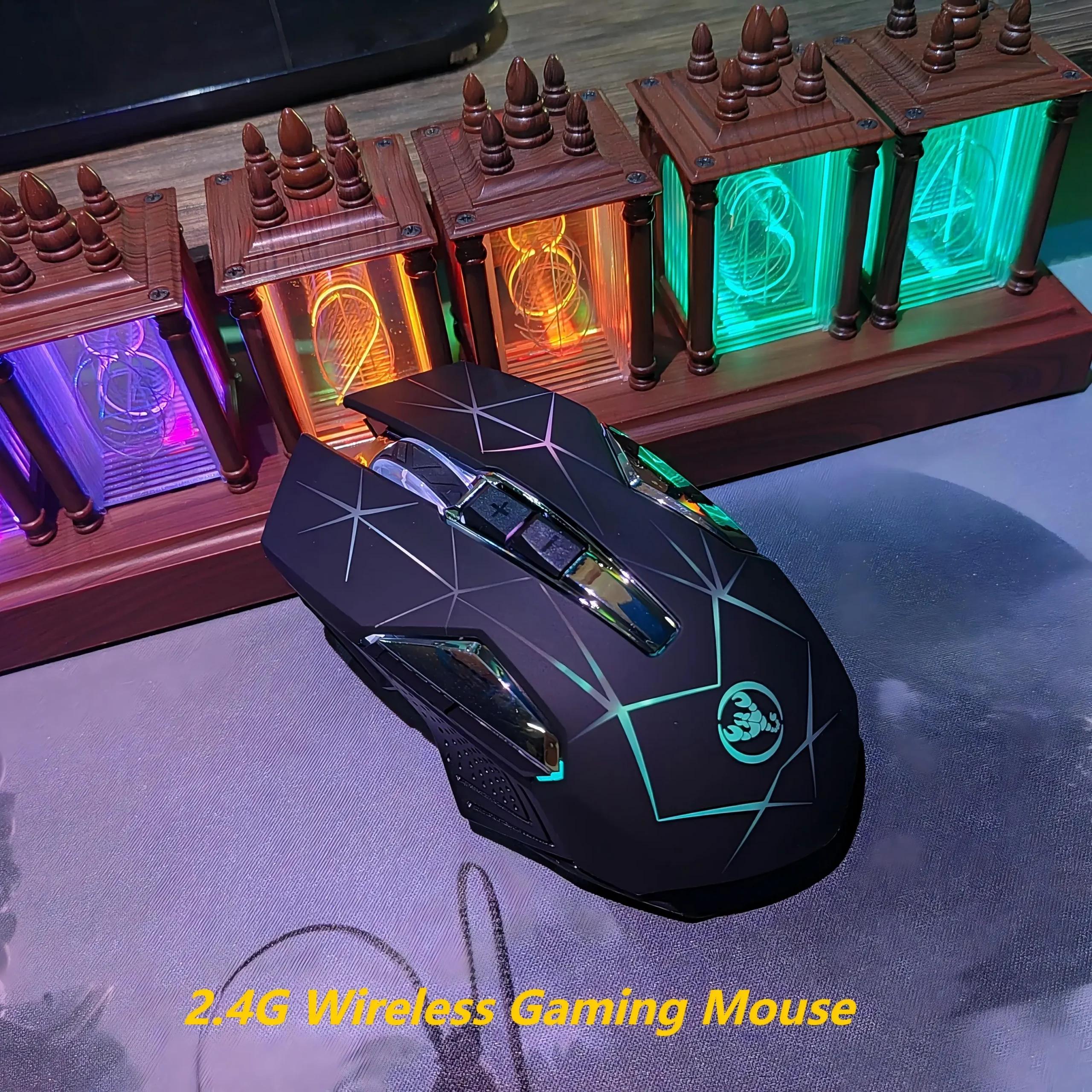 2.4G Wireless Gaming Mouse, Ergonomic 7-Key Optical Mouse with Colorful Backlight, USB-C Charging, for laptop Mac