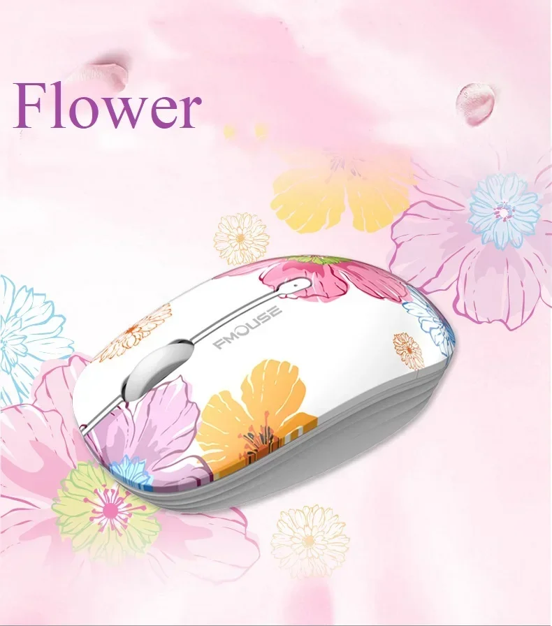 Wireless Mouse for Apple Lenovo Office Creative Cartoon Silent Water Transfer Iris Beautiful Appearance Cute Girl Wireless Mouse