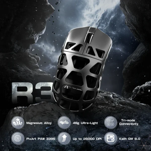 Magnesium Alloy Gaming Mouse 8K SUPERLIGHT 8000Hz 6 Adjustable DPI up to 26000 PAW3395 BT/2.4G Wireless/Wired