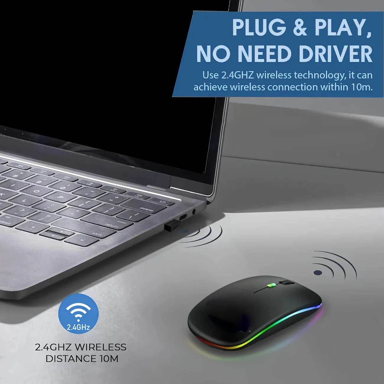 Wireless Rechargeable Mouse With LED Backlight  Bluetooth Gaming Mouse Suitable For MAC/Laptop/PC/Windows