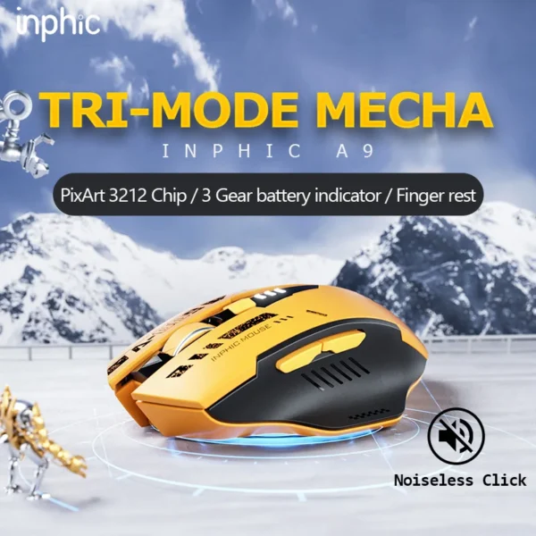 2.0 Bumblebee Wireless Gaming Mouse Rechargeable Ergonomic Bluetooth Silent Mouse, Suitable for PC Laptops