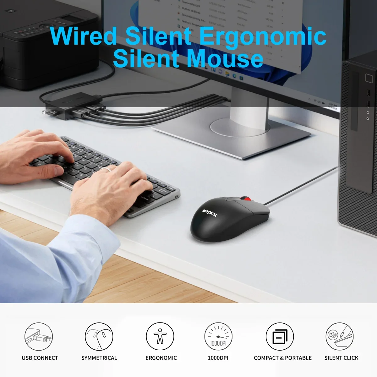 Optical Wired Mouse - Perfect choice for home, office and desktop computer, ergonomic design, comfortable feel, high-quality ele