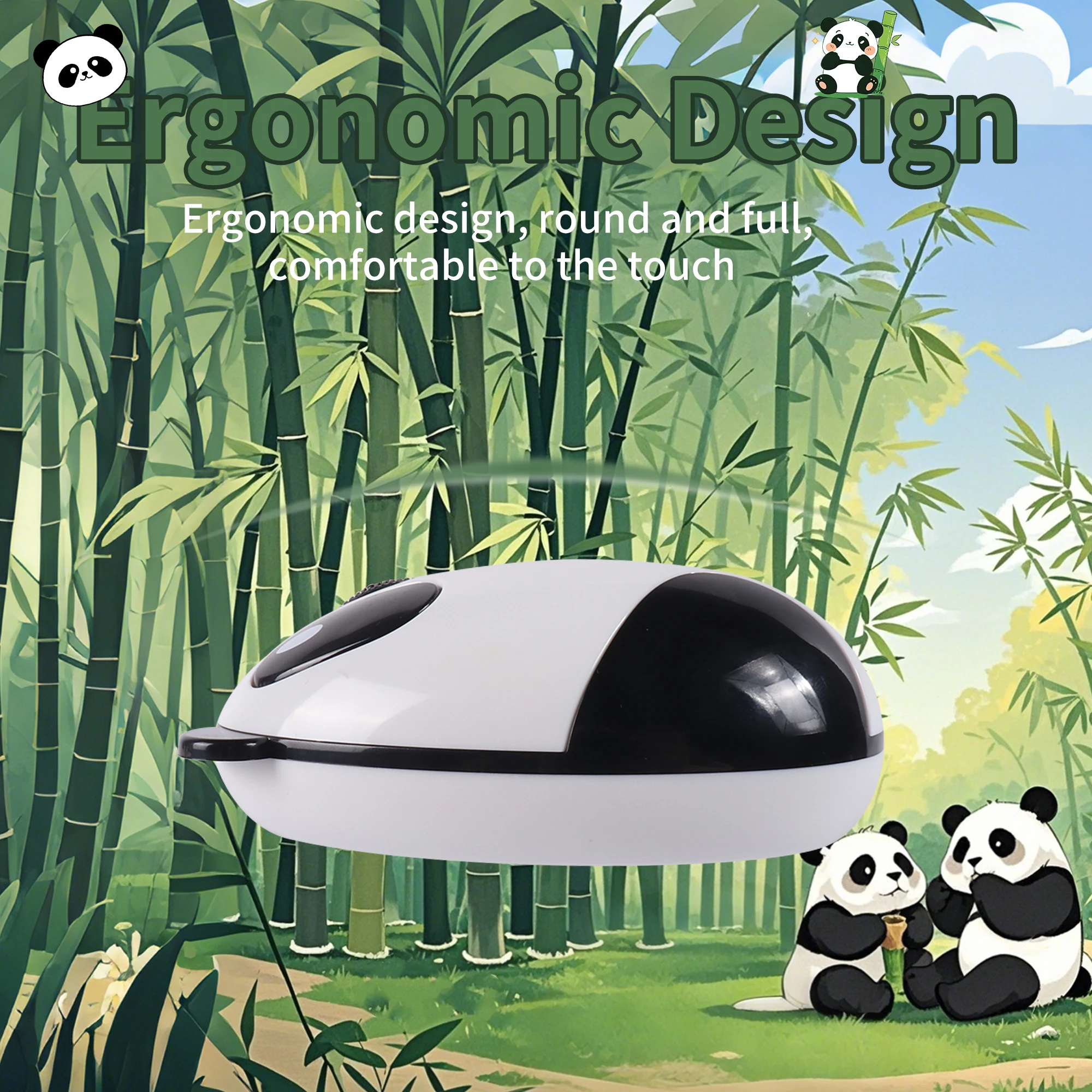 Wireless 2.4G Rechargeable Mouse Cute Panda Mute Button Wireless Wired Version Office Use Computer Part USB Receiver Lightweight